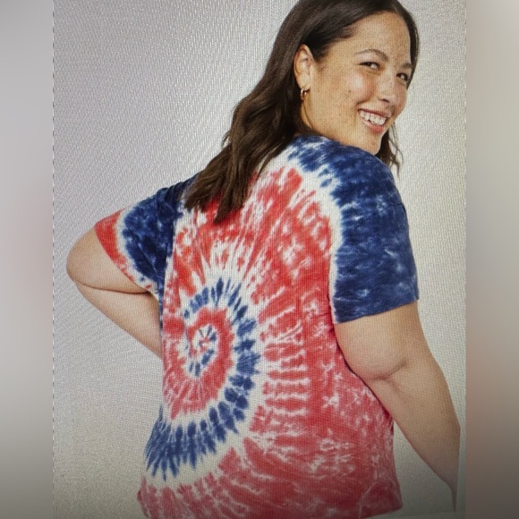 Old Navy loose Americana tie-dye easy tee, size XXL, NWT - Picture 2 of 8